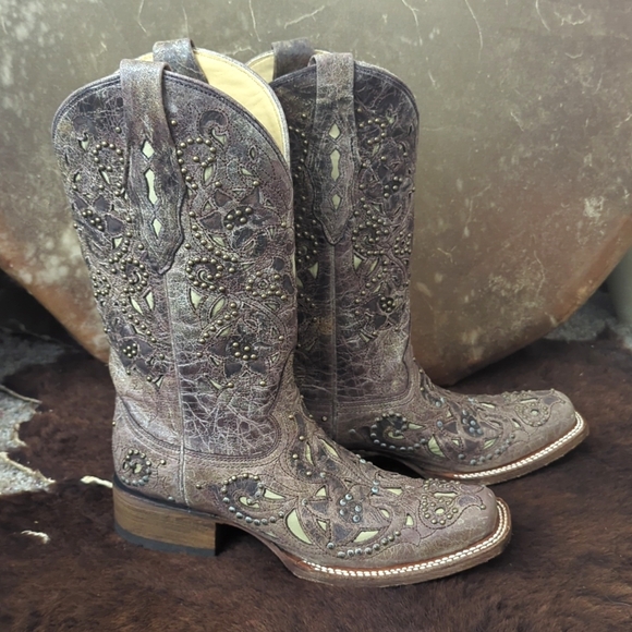 CORRAL A1121 "Jessica" distressed leather studded cowgirl western boots sz 7.5 - Picture 5 of 15